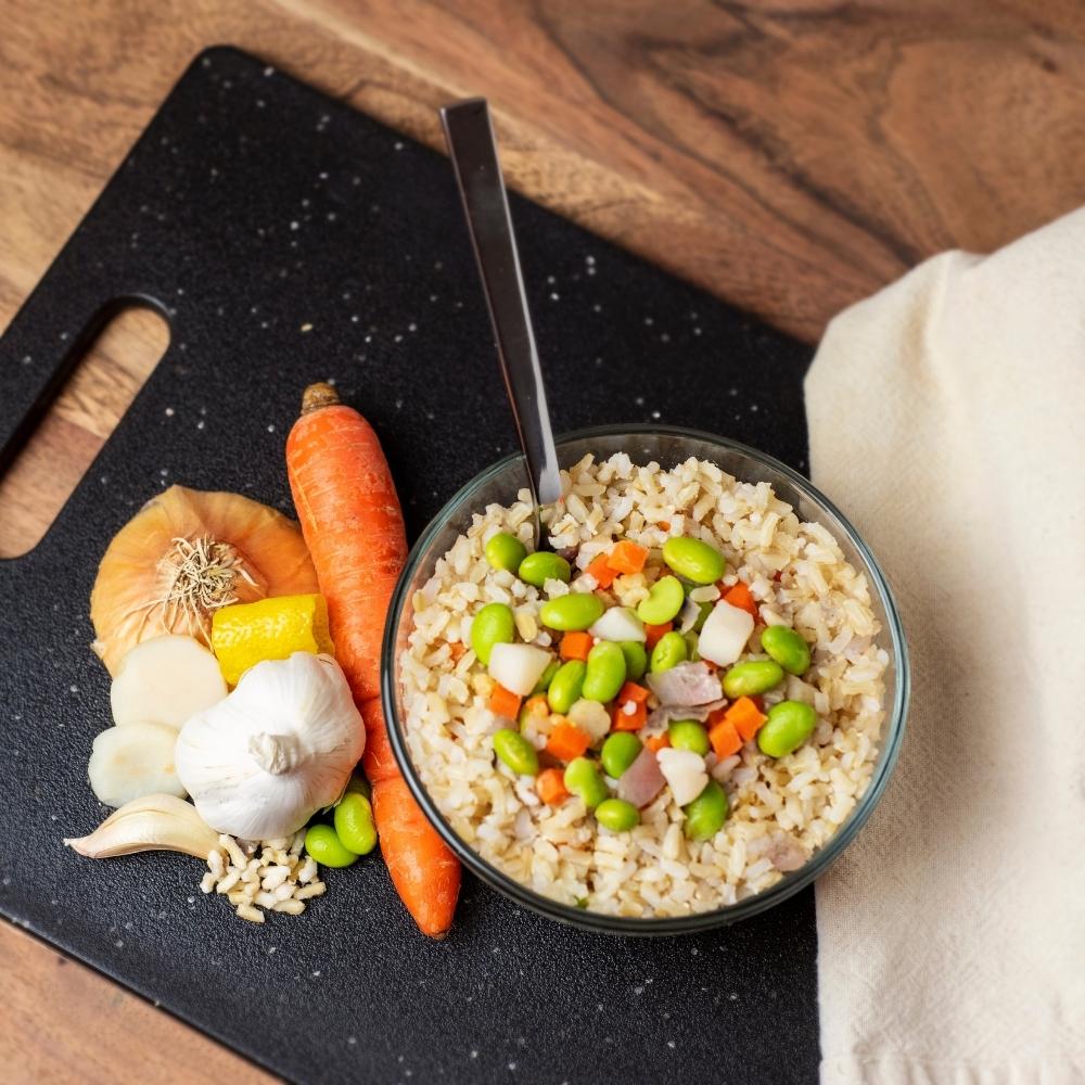Edamame Peanut Garden Bowl prepared